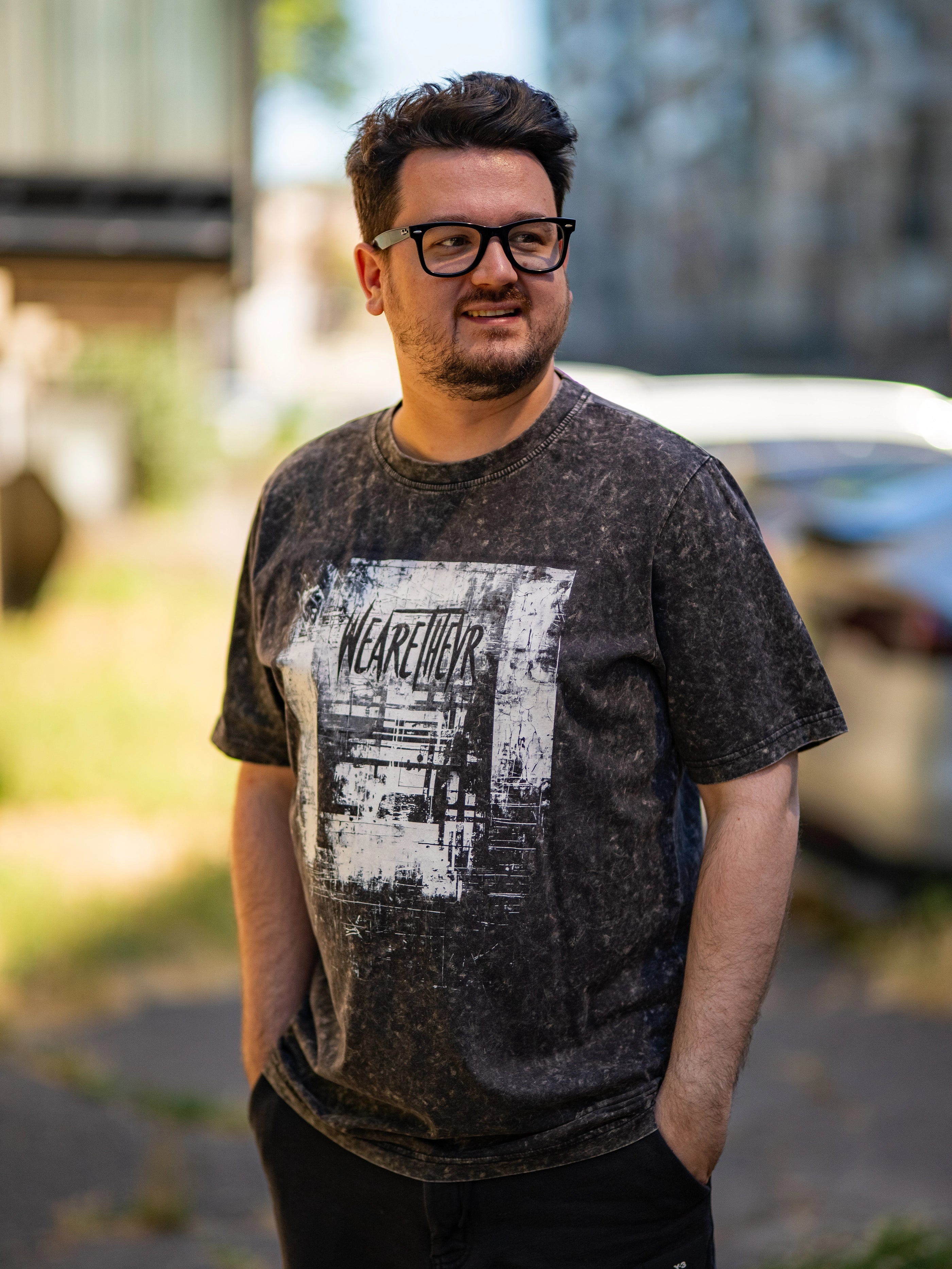 WeAreTheVR Grit férfi póló - Koptatott